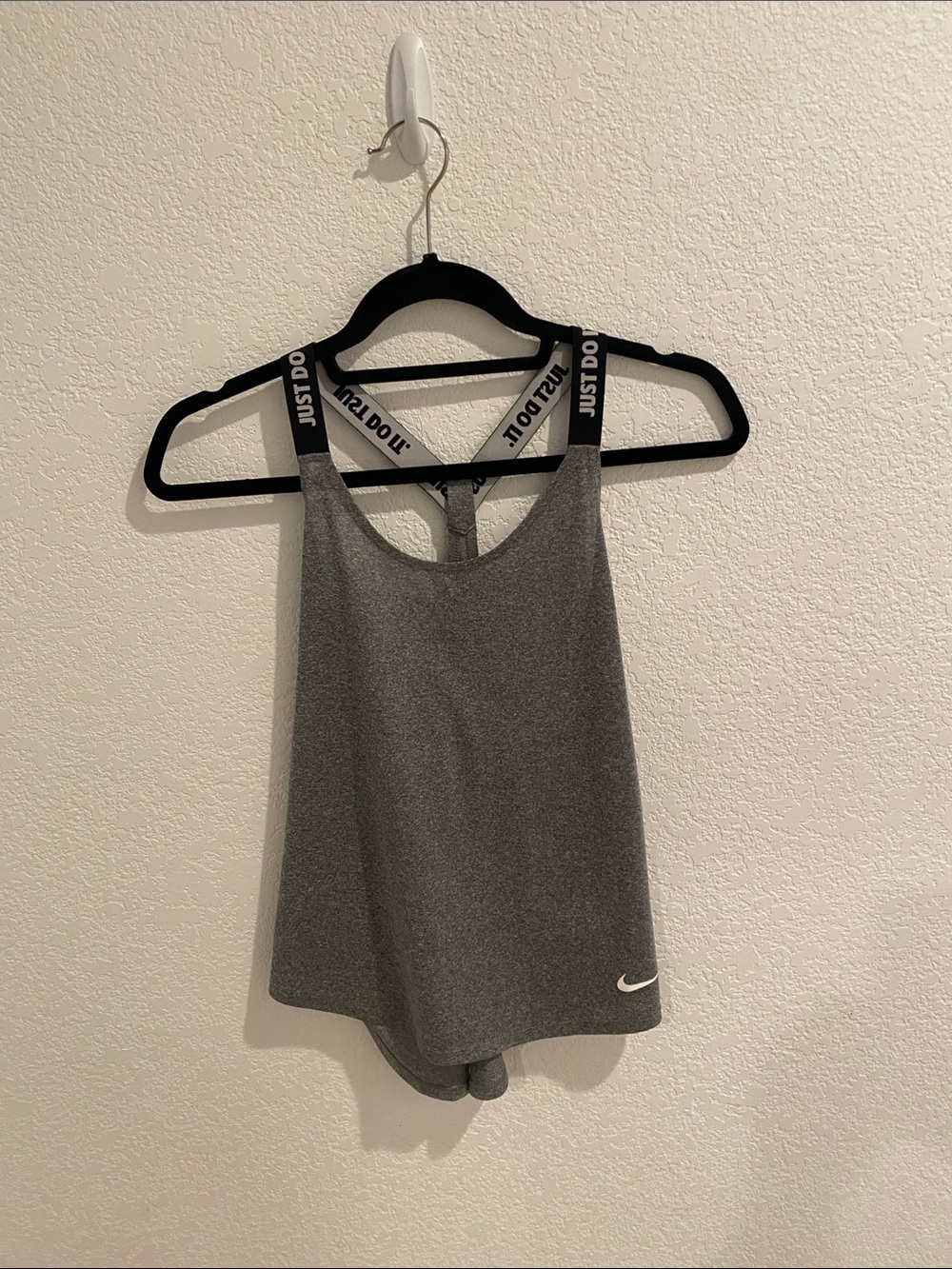 Nike Gray Athletic Racerback Tank with Branded Straps